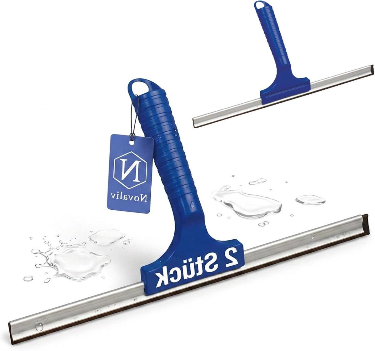 Raamtrekkers Set - Glaswisser - Streeploos Reinigen - Rubberen Lip - 45 cm - Blauw