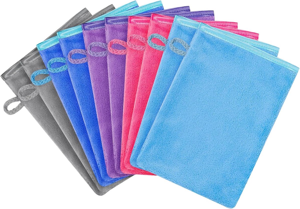 SnelShoppen - 10 Stuks Microfaser Waschlappen Gezicht - Zachte Washandschoenen voor Lichaam - Saugstark Korallensamt 15x21cm - Herbruikbare Make-Up Ve