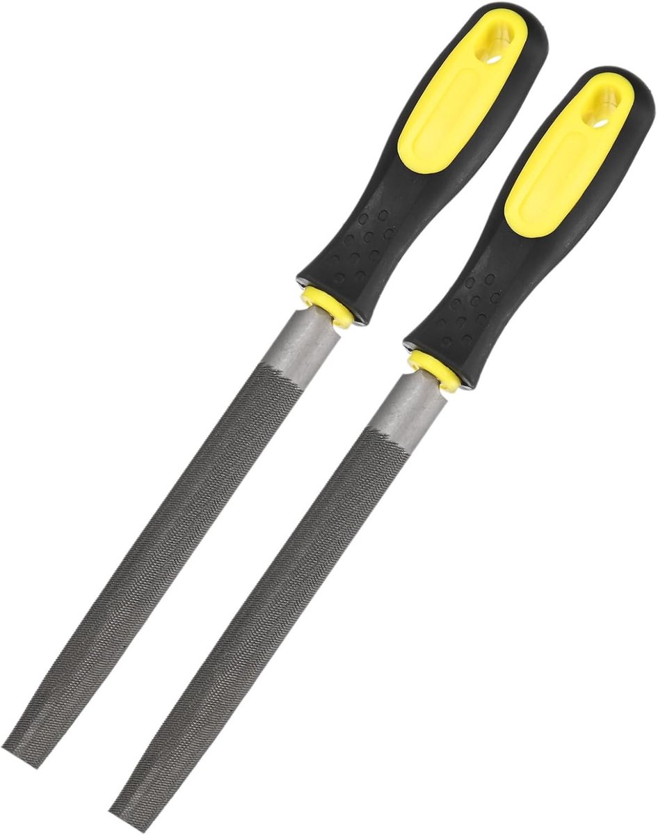 METERXITY Set van 2 halfronde metalen vijl 15,5 cm, koolstofstalen vijl, diamantvijl, handvijl W PVC-handgreep voor hout/metaal/keramiek/glas/steen/sieraden/tegels/model/doe-het-zelf/slijpvijl