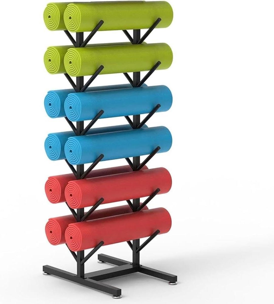 Yogamathouder Rek - Opberger Organizer - Fitnessruimte Inrichten - Dubbelzijdig Ontwerp - Grote Capaciteit - Zwart
