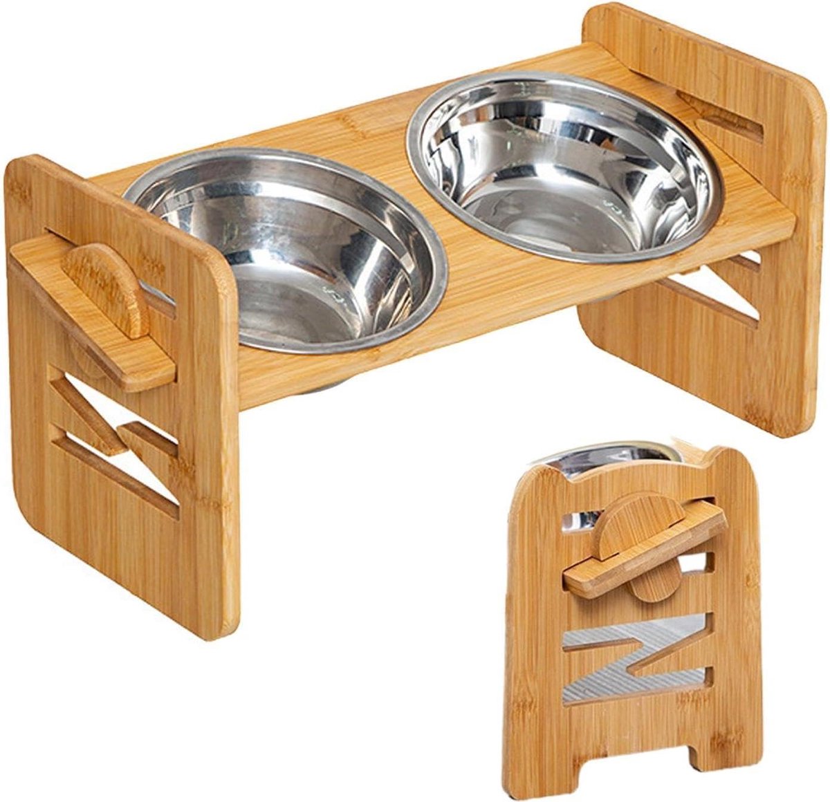 Verhoogde Hondenkommen - Dubbele Voerbak - Comfortabel Eten - In Hoogte Verstelbaar - 44x22x7 cm - Veelkleurig