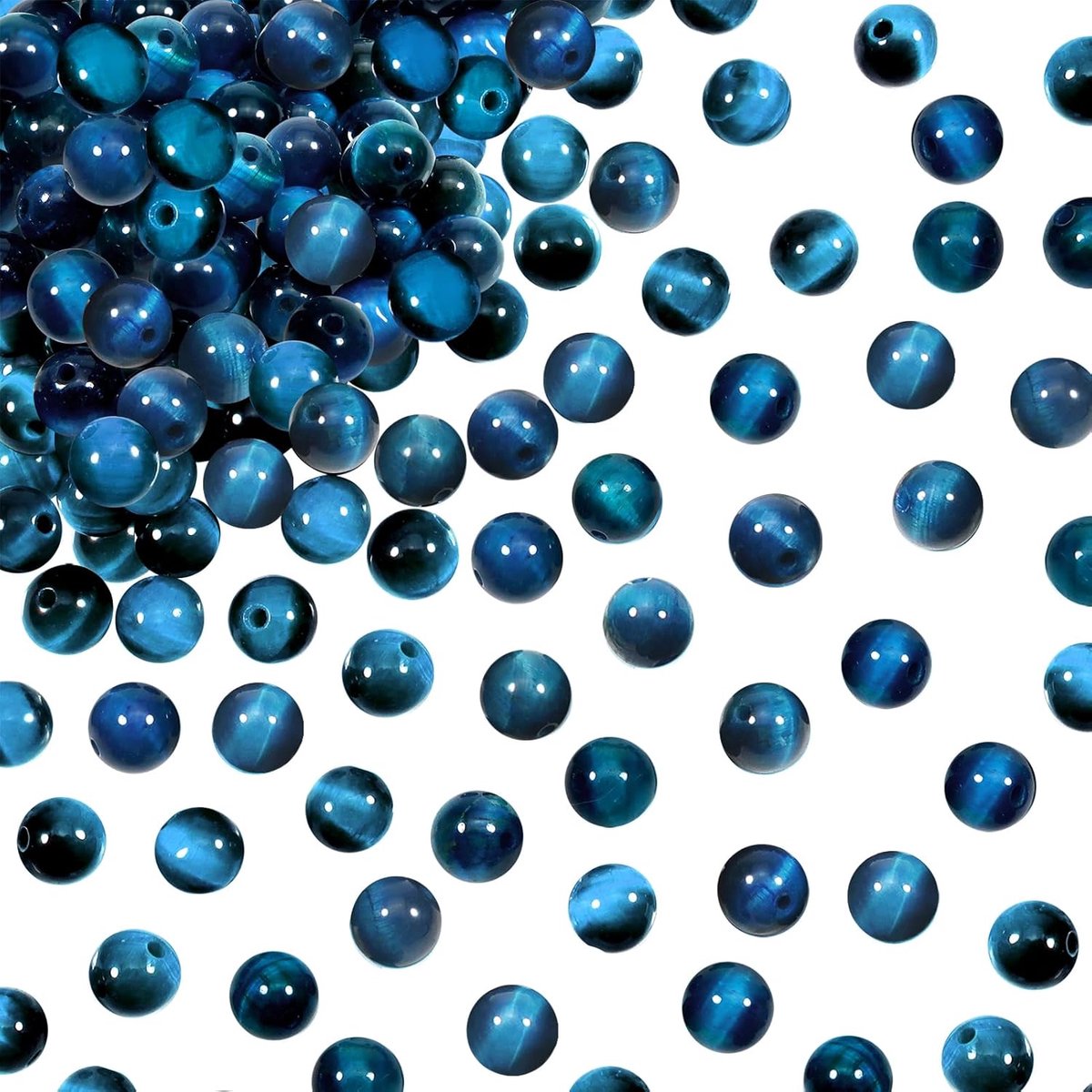 100 stuks 6 mm Natuurlijke Edelstenen Kralen Blauwe Tijgeroog Ronde Losse Kralen met Gat voor Sieraden Knutselen doe-het-zelf Armbanden Halskettingen