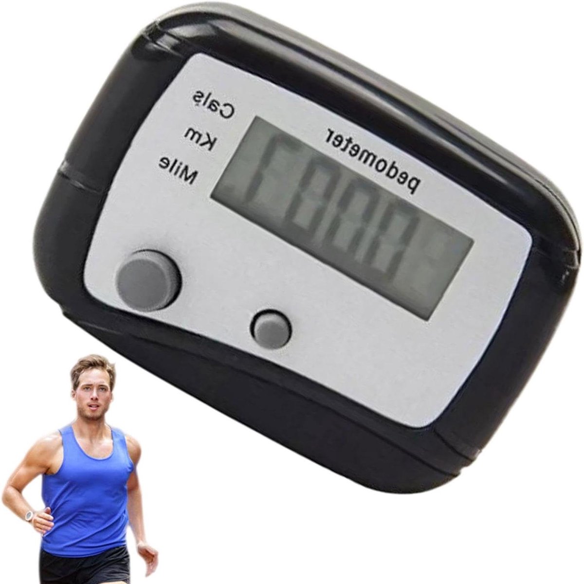 Stappenteller - Loopmeter Activiteitentracker - Gezondheid Monitoren - Geen App Nodig - 4.7 x 3.5 cm - Zwart