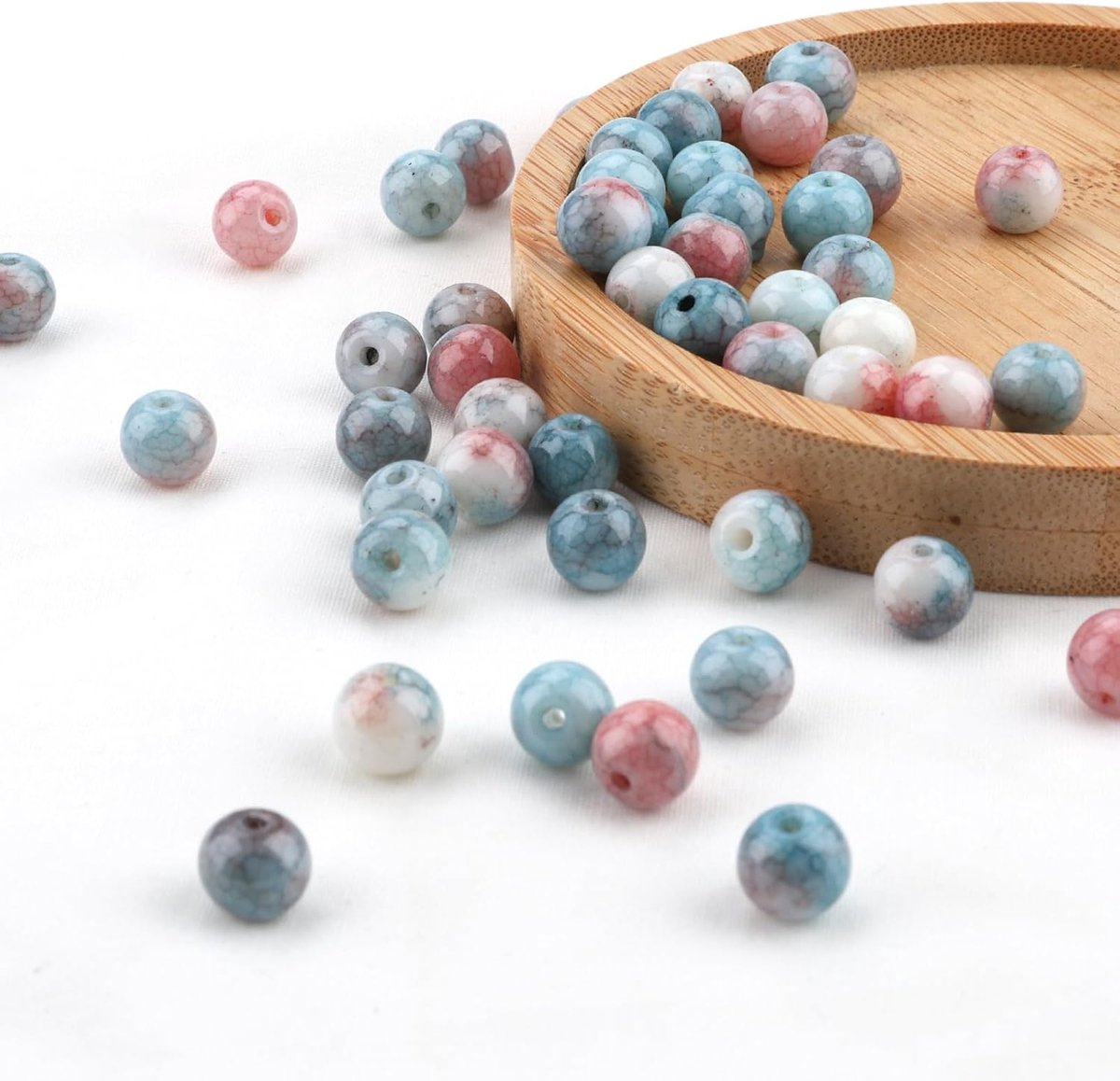 Kralen, 8 mm, 100 stuks, Amazoniet kralen, ronde losse kralen met gaten, kleur 7, voor doe-het-zelf armbanden, halskettingen, sieraden maken, ideale keuze voor feesten en feesten