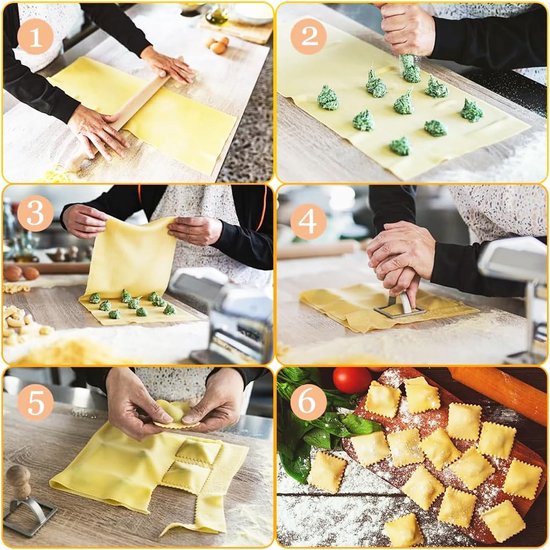 Wonton koekjesvorm, vierkante Wonton-snijder, ronde Wonton-vormmachine, deegraad, vleesschep (6-delige set) — afbeelding 4