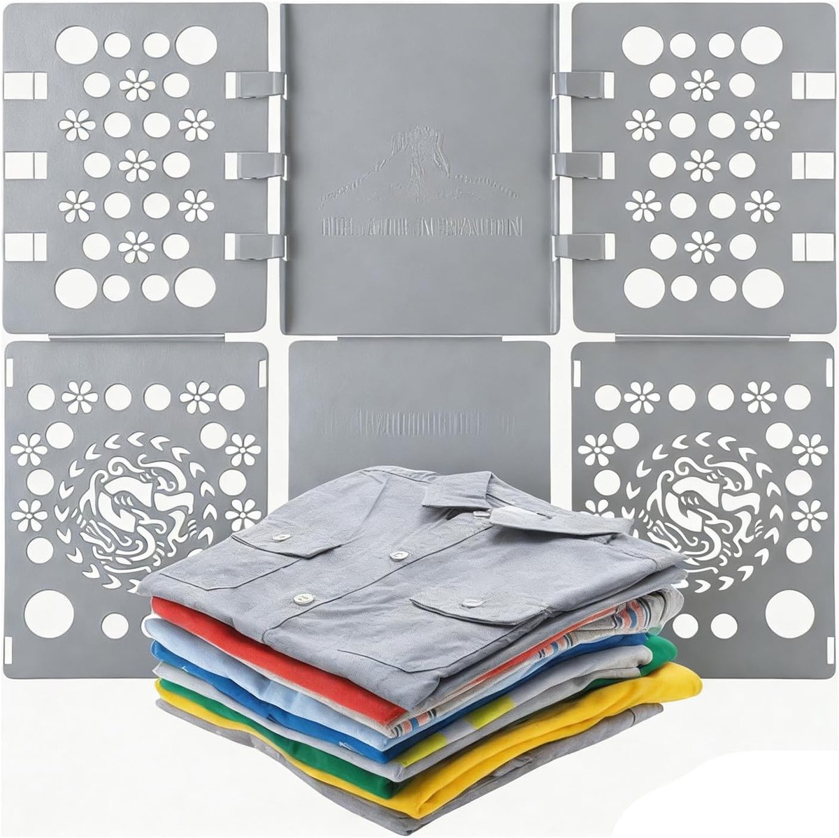 Vouwplank kleding, Vouwhulp wasgoed, Wasvouwhulp verstelbaar, voor broeken, pyjama's, T-shirts, shirts met korte en lange mouwen, enz. (Grijs)