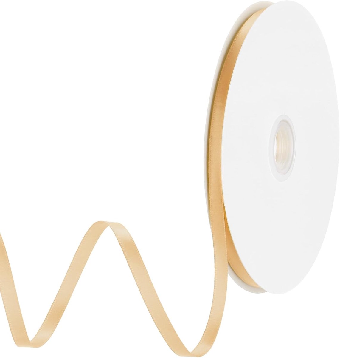6mm 65 Yard(59m) / 165ft satijnen lint ripslint dun effen zijde bruiloftsboeket band voor Valentijnsdag geschenkverpakking taartdoos strikken beige