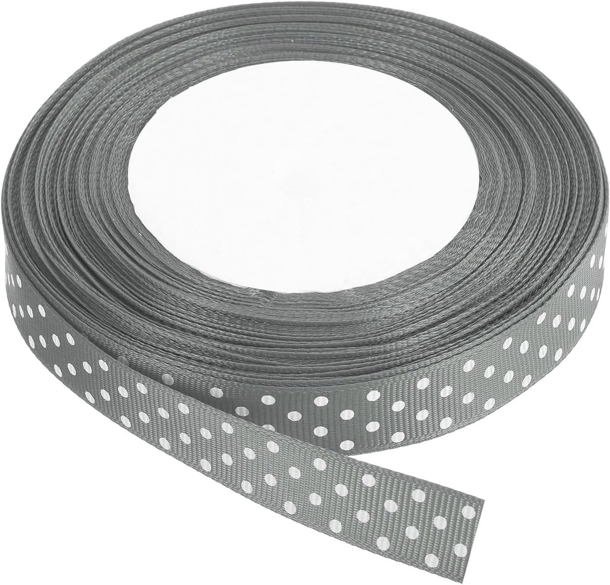 Linten, 23 m x 1,5 cm, grijs met witte stippen, lint, decoratie voor kunsthandwerk, geschenkverpakking, bruiloft, doe-het-zelf handgemaakt