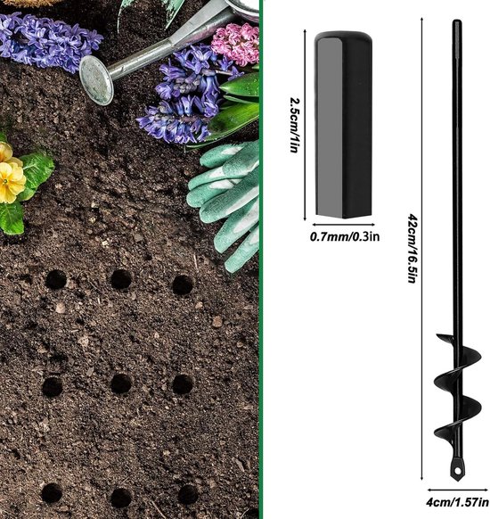 Boor voor accuschroevendraaier, 6 x 37 cm/8 x 30 cm/4 x 22 cm, tuinboor, plantenhulp voor bloembollen, boor voor zeskantaandrijving, 3/8 inch (4 x 42 cm) — afbeelding 2