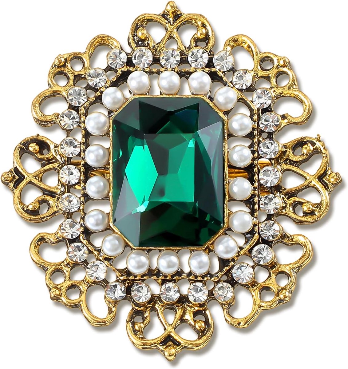 Broche Dames Victoriaanse Bloem Broche Kristal Bruiloft Reversspeldjes Vintage Stijl Uitgehold Bloemen Pin Kleding Sieraden