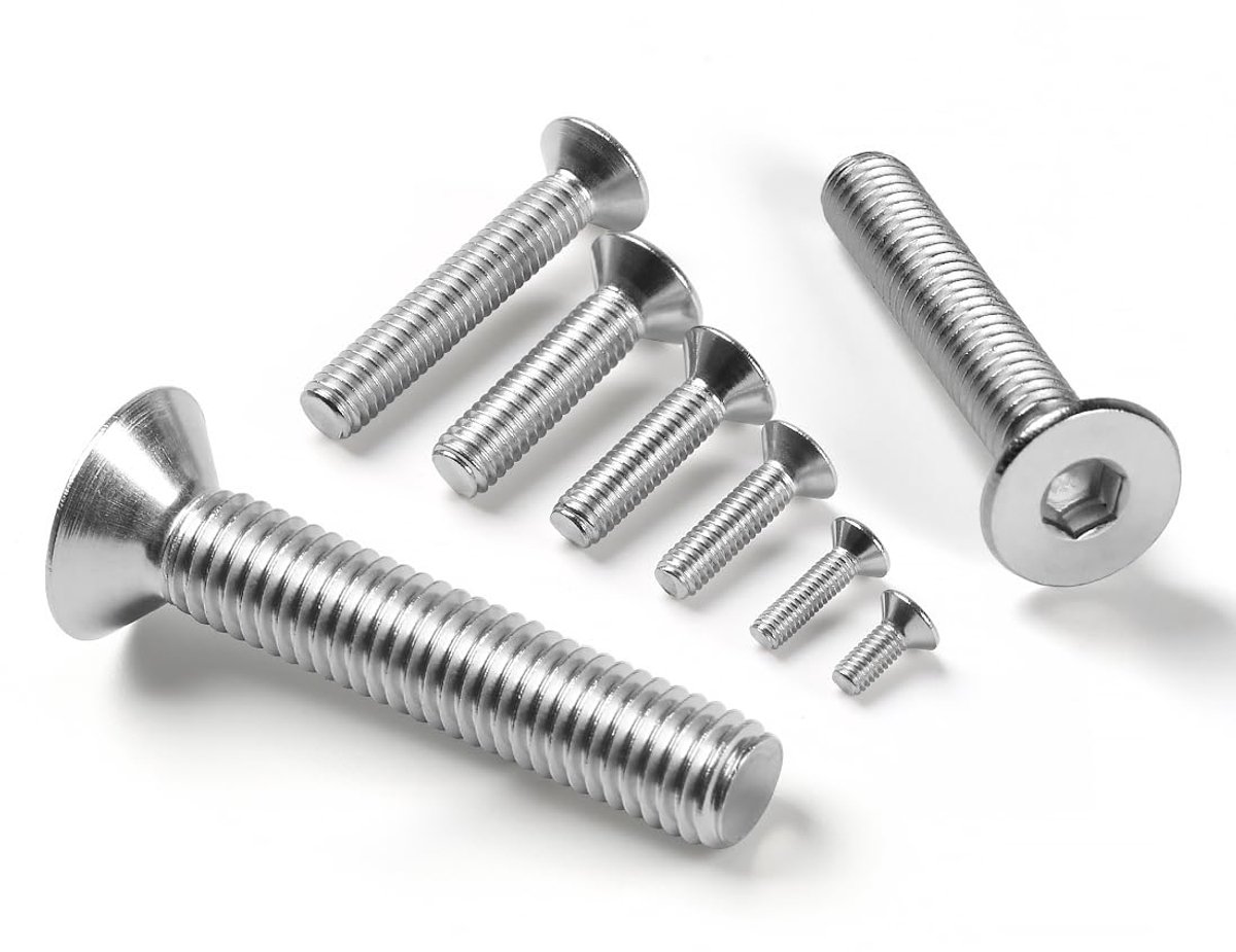 kopschroeven, roestvrij staal, M5 x 16 mm, 50 stuks schroeven, roestvrijstalen schroeven, verzonken kop, binnenzeskant 304 verzonken schroeven, volledige schroefdraad, verzonken