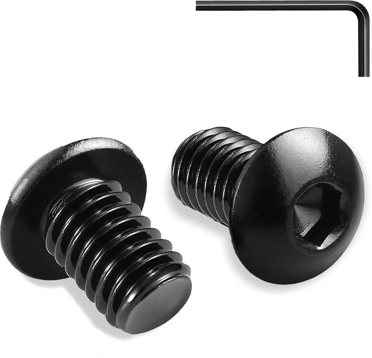 20 stuks M4 x 6 mm lenskopschroeven met inbus, halfronde kopschroeven, roestvrij staal, A2 schroeven, zwart met inbussleutel