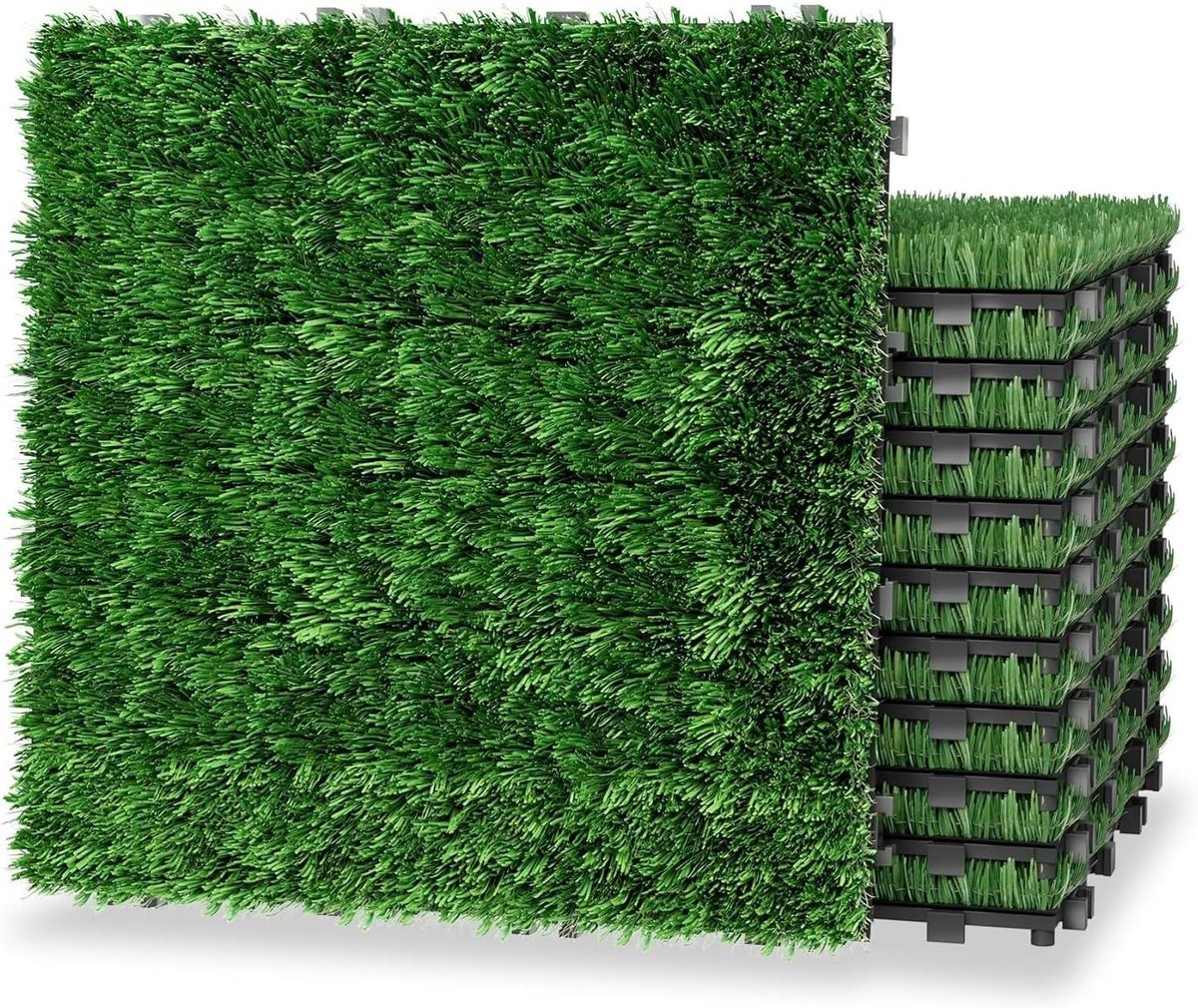 Kunstgras Tegels - Buiten Gazon - Terras Vergroenen - Modulair Ontwerp - 30x30 cm 10 Stuks - Groen