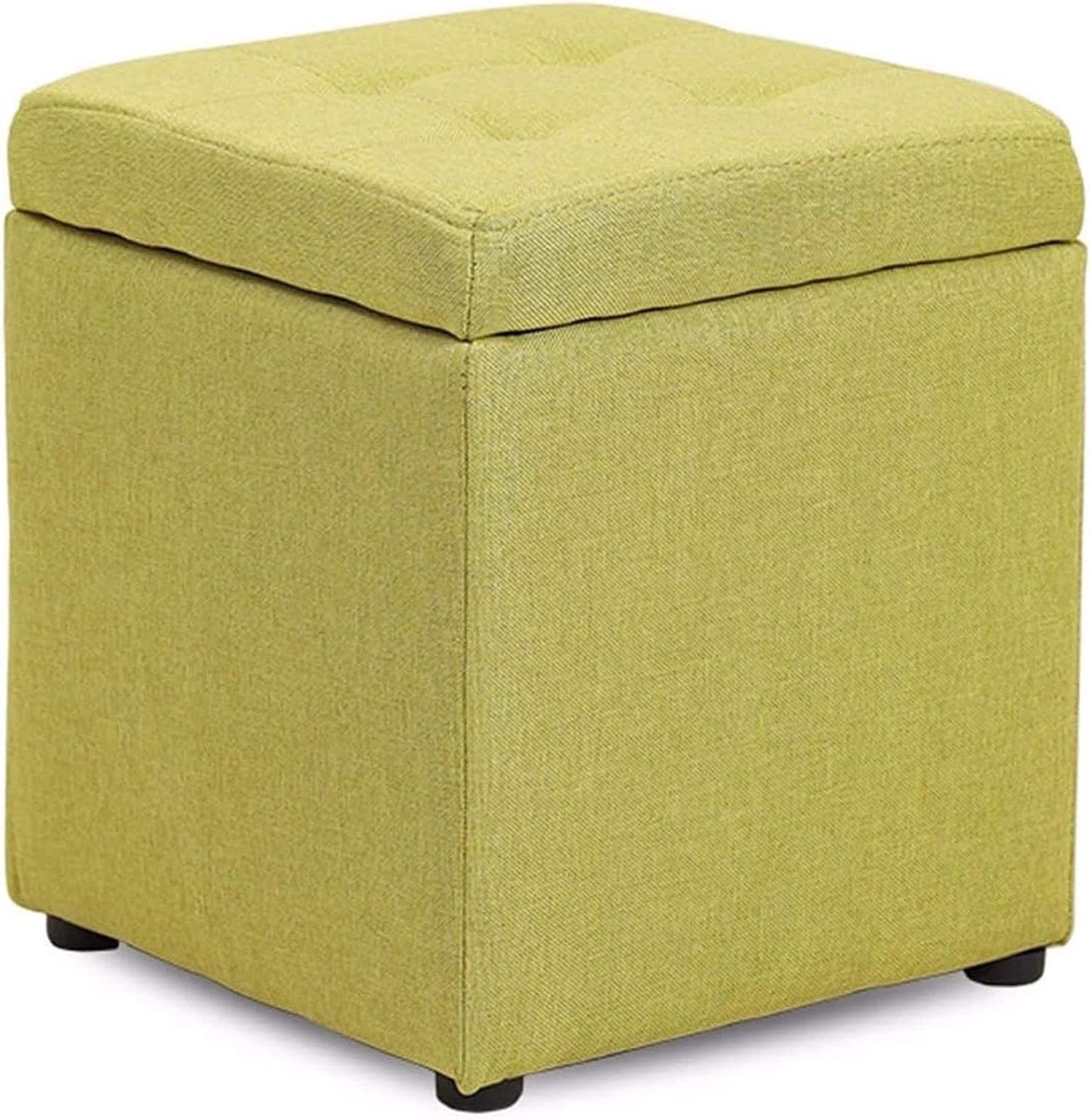 Stoffen poef - Voetenbankje opberger - Extra zitruimte - Scharnierend deksel - 30x30x35 cm - Groen