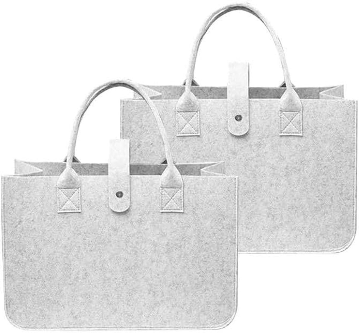 SnelShoppen - Set van 2 Vilten Boodschappentassen, Shopper, 30x20x18 cm, Ideaal voor Winkelen, Reizen, Werk, Picknick, Duurzaam en Milieuvriendelijk