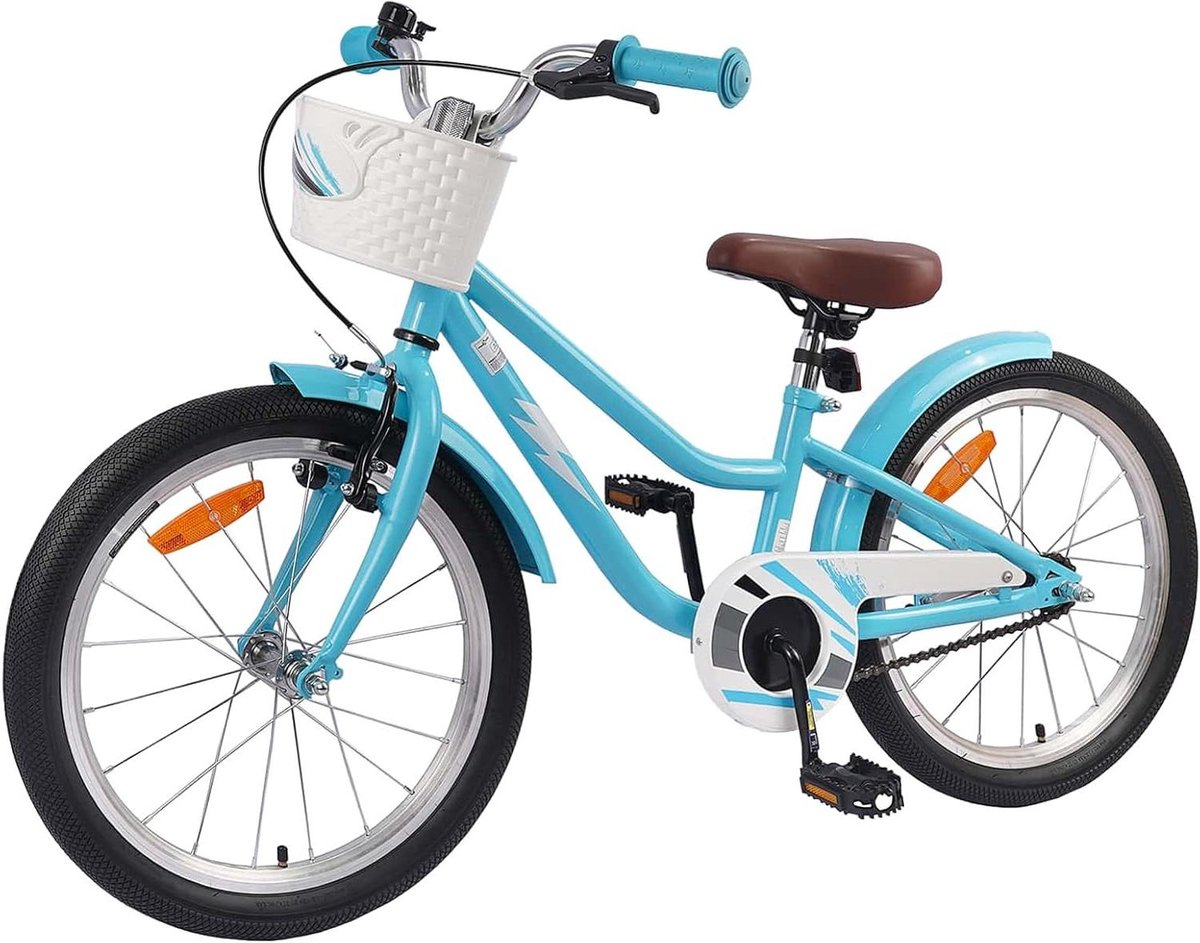 Kinderfiets Jeugdfiets Veilig Op Weg Verstelbaar Zadel Stuur 18 Inch Hemelsblauw