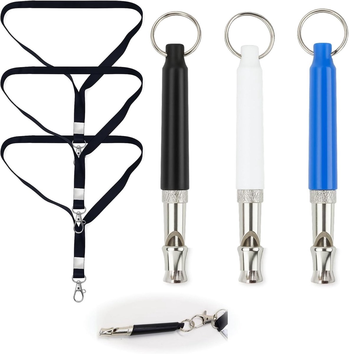 Stille Hondenfluit Set van 3 Stuks, Hoogfrequente Ultrasone Fluit voor Training, Roep en Opvoeding, Verstelbare Frequentie, Lichtgewicht en Draagbaar
