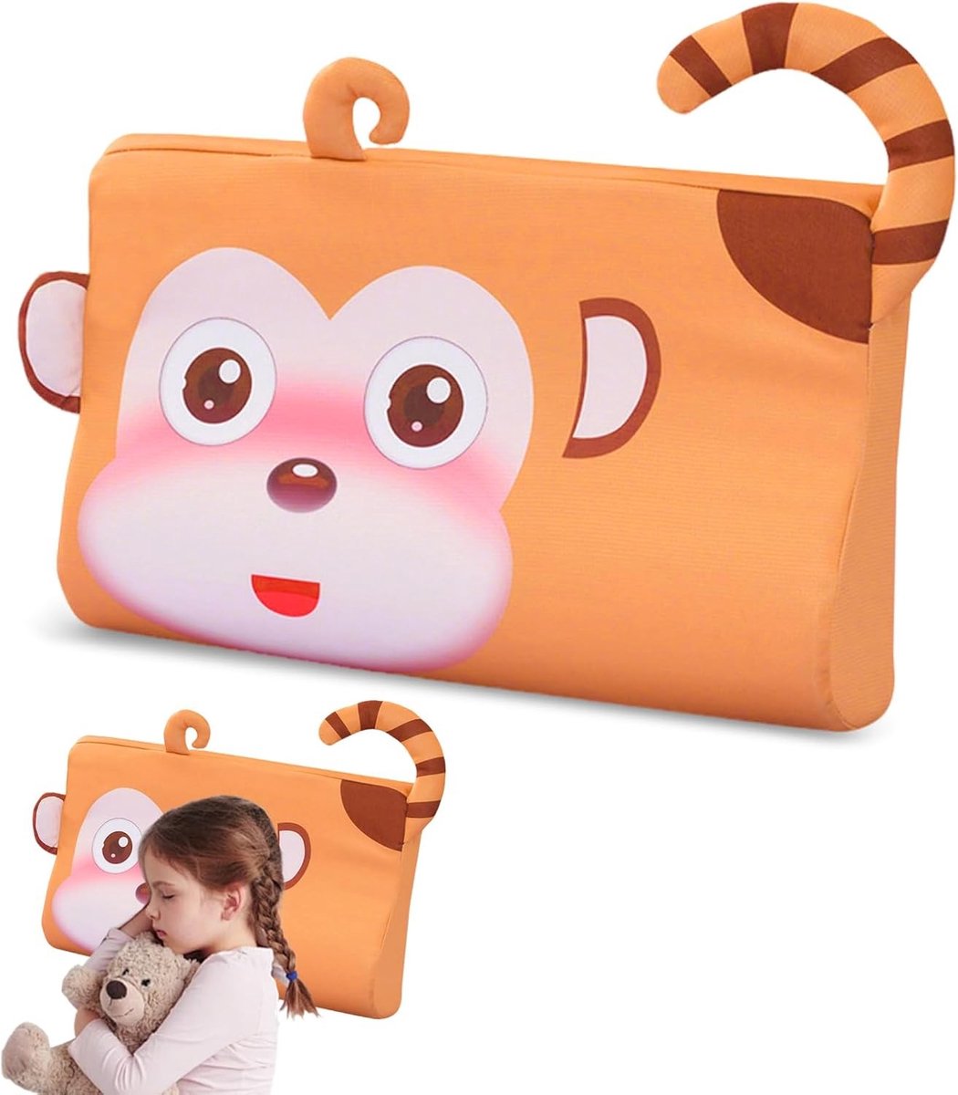 Ergonomisch Kinderkussen 46 x 26 x 7 cm, Ademend en Huidvriendelijk, Comfortabel Kussen voor Kinderen, Perfect voor een Goede Nachtrust