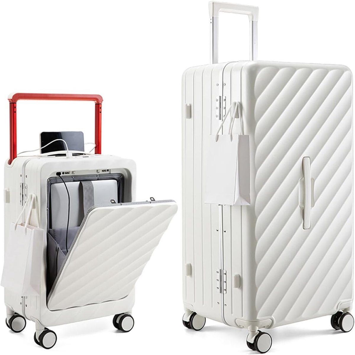SnelShoppen - Lichtgewicht Kofferset 2 Delig Polycarbonaat Trolley Reiskoffer Set met 39L/109L Inhoud, Spinnerwielen, TSA Goedkeuring en 4 Wielen voor
