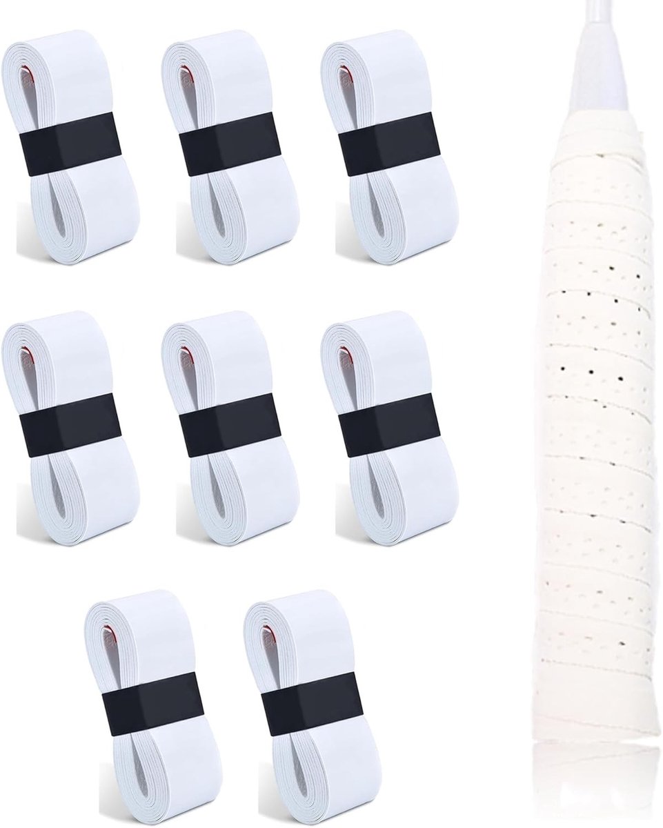 8 Stuks Zelfklevende Grip Bands voor Tennis, Badminton en Squash Rackets - Antislip PU-Leren Grip voor Optimale Controle en Comfort