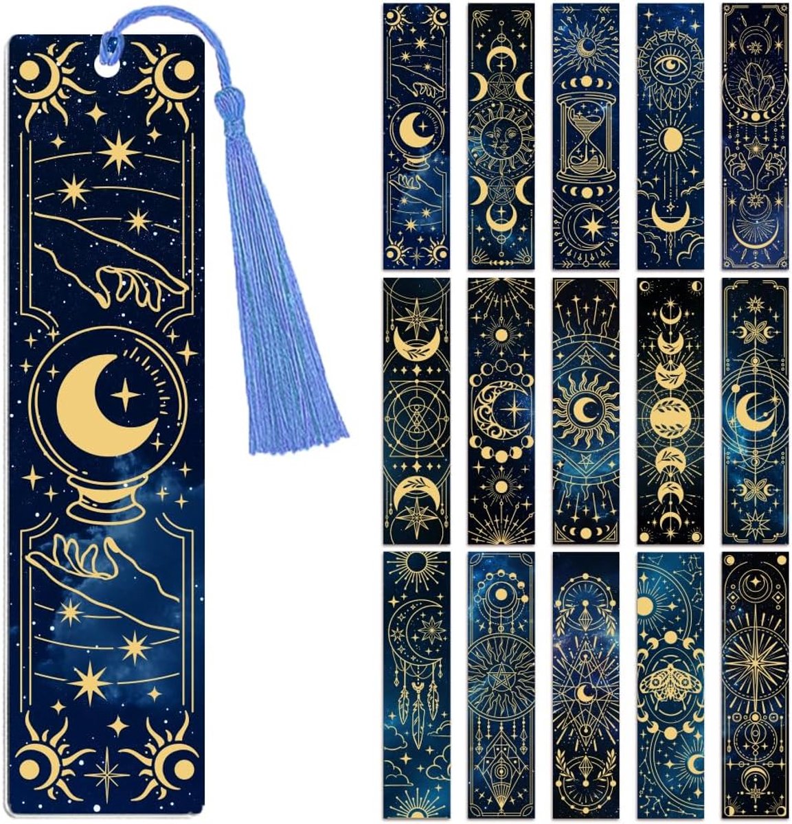 30 stuks UV DTF Boekenleggers Wraps Transfer Stickers Starre Hemel voor Dames Heren Lezen, Waterdichte Boekenleggers Decal (Geen Blanco Boekenleggers) voor Acryl Kunststof Metaal B