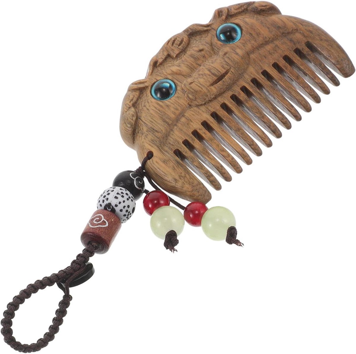 Houten Kam - Sandelhout Kam Zak Kam - Haar Styling - Handgesneden Decoratief - 5.6 x 4.1 cm - Donkerbruin