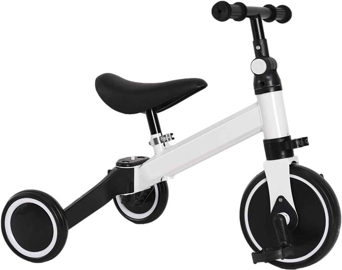 Kinderloopfiets Driewieler Kinderen Leren Fietsen 3-in-1 Multifunctioneel 60 x 42 x 49 cm Wit
