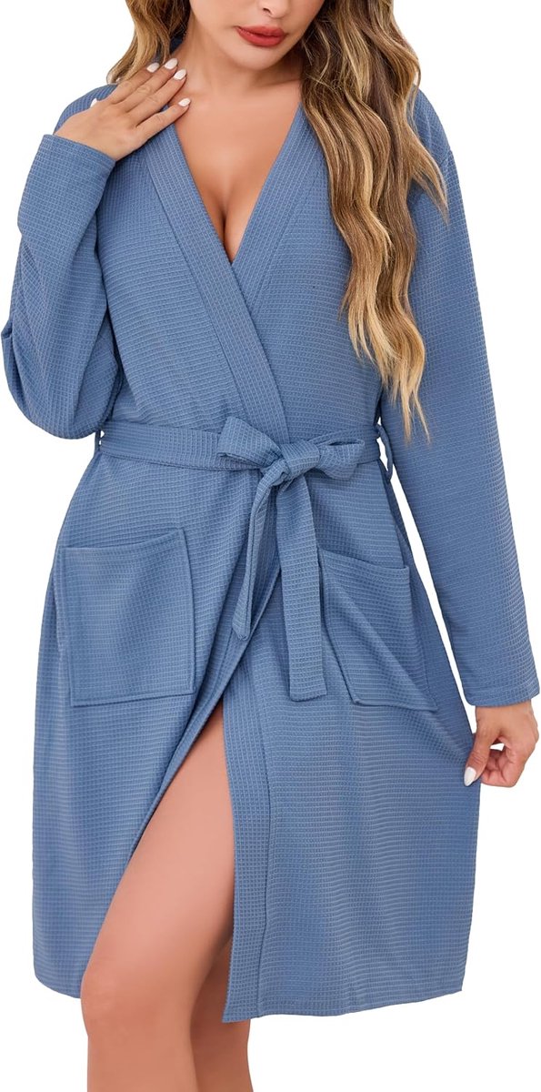 Dames ochtendjassen wafel korte badjas lichtgewicht luxe badjassen zachte loungewear nachtkleding spa en hotel voor het hele jaar S-3XXL
