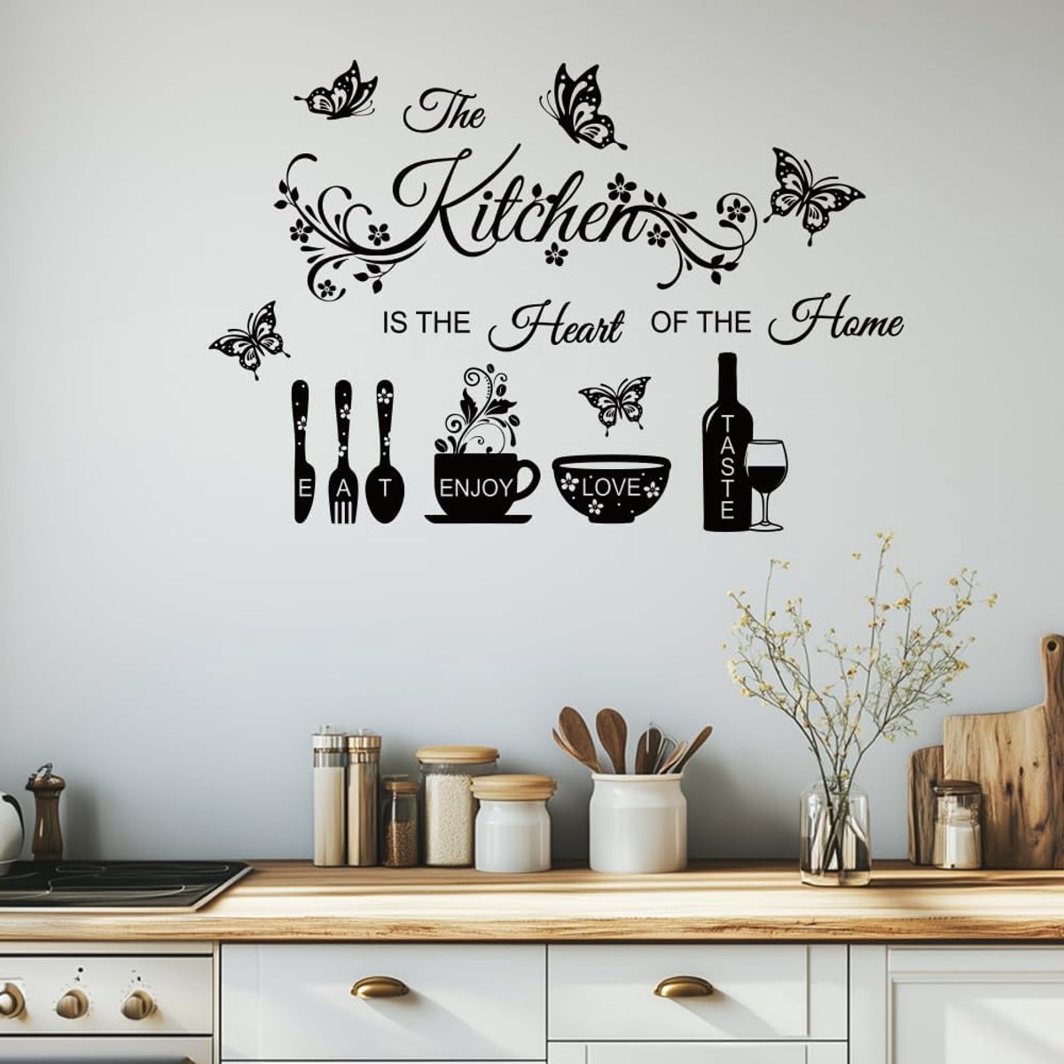 Muurstickers Keuken citaat afplakbare muurstickers, muurschilderingen verwijderbare muur kunst decor voor woonkamer, slaapkamer, kinderkamer, toilet, badkamer, kantoor