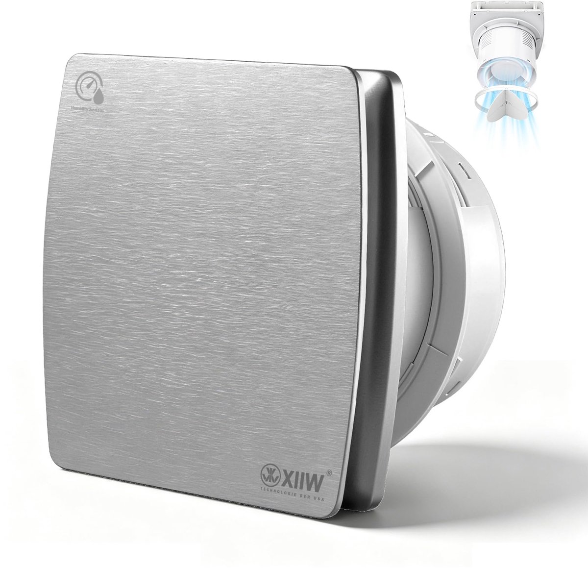 SnelShoppen - XIIW Afzuigventilator 4'' 100mm Badkamerventilator met Vochtsensor, Timer en Geluidsarme Technologie voor Badkamer, Keuken en Toilet