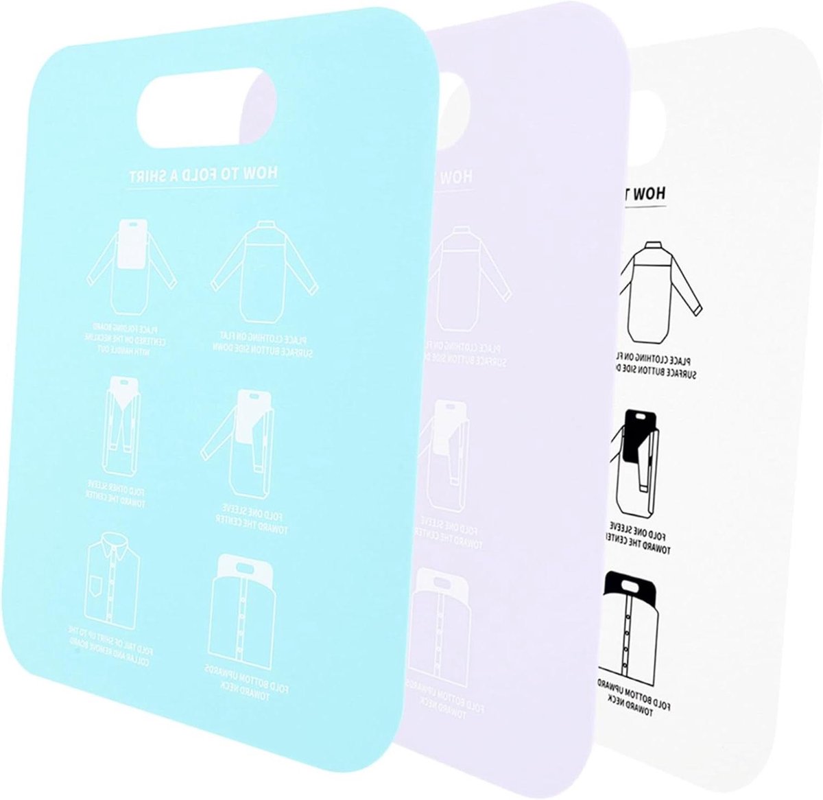 Kledingvouwplank 3 Stuks - Shirt Vouwbord - Kleding Opbergen - Stevig Materiaal - 30.50X25.30CM - Diverse kleuren