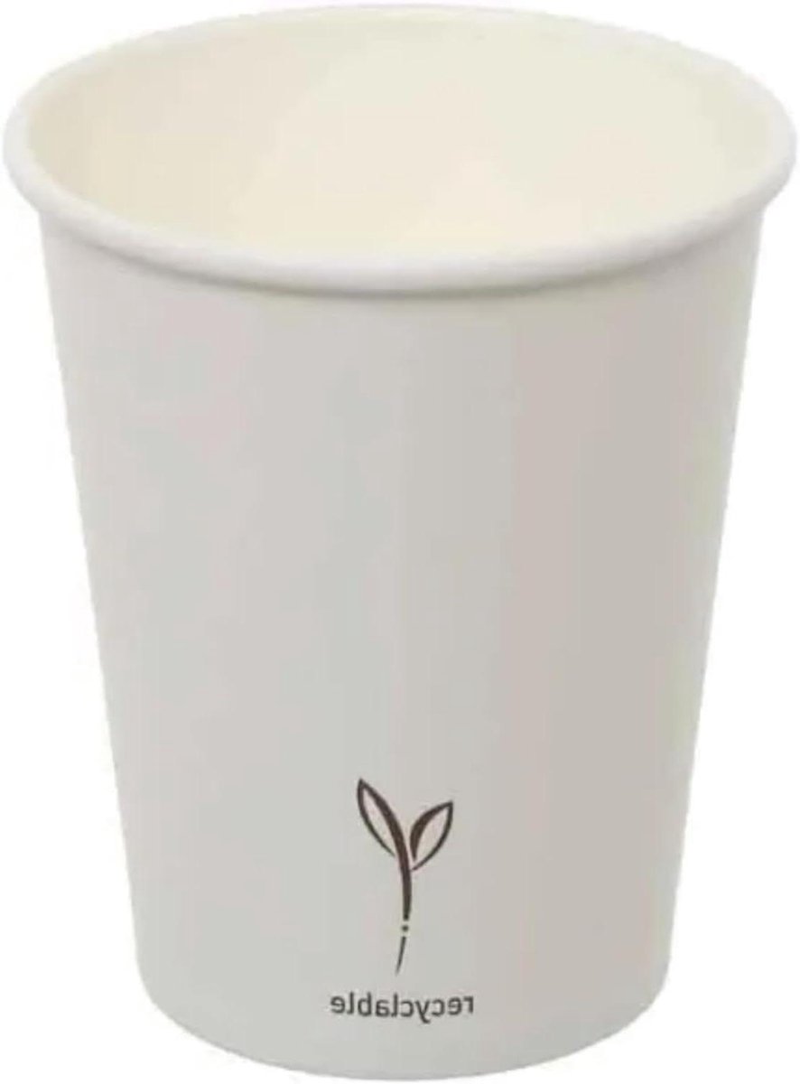 Papieren Bekers - Wegwerp Drinkbekers - Feestjes en Hotels - Afzonderlijk Recyclebaar - 200 ml - Wit