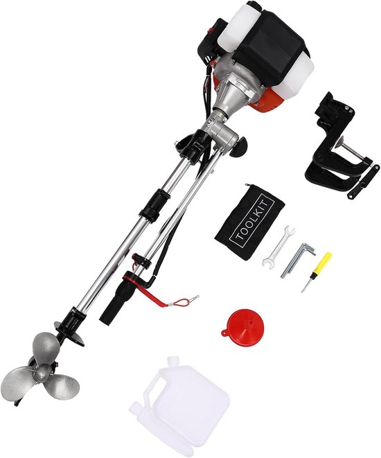 Buitenboordmotor 2-takt - Elektromotor Bootmotor - Varen Op Water - 360 Graden Rotatie - 25 pk - Zwart Oranje — afbeelding 3