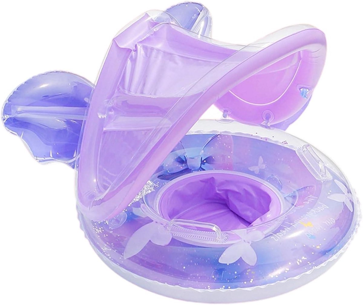 Zwemvlotter met luifel - Opblaasbare boot - Waterpret voor kinderen - Flexibele zonbescherming - 57x43cm - Paars