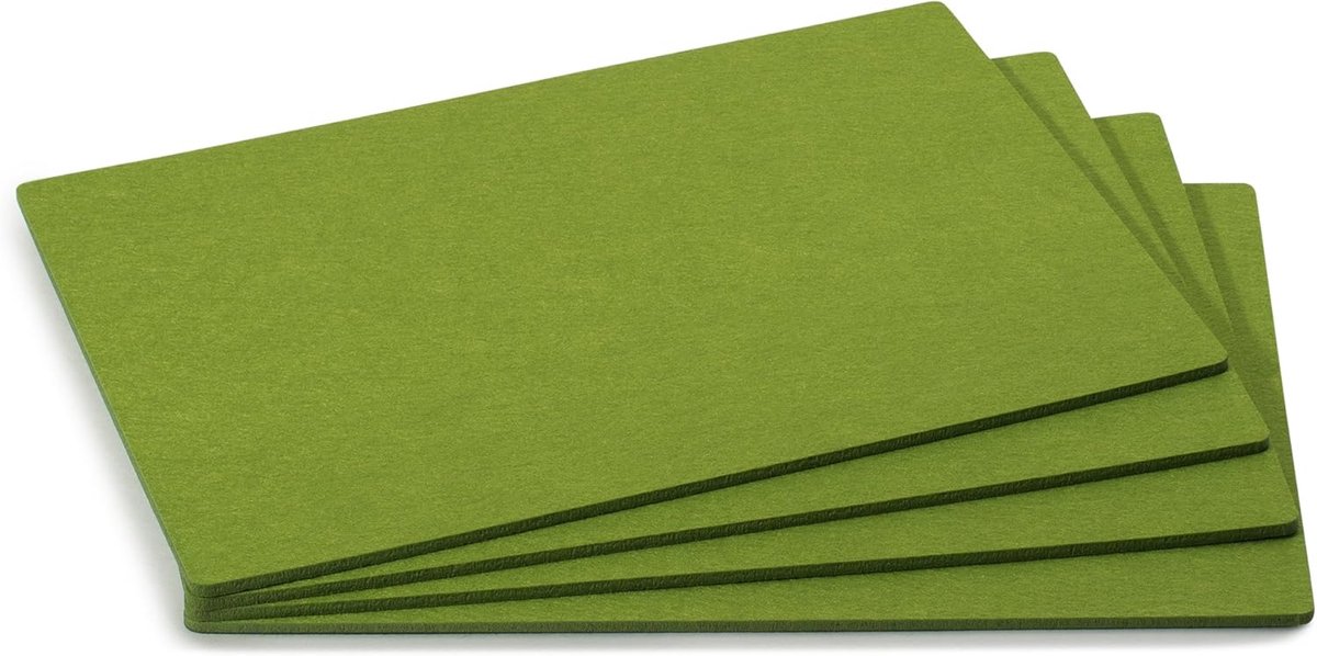 Placemats van vilt, set van 4, grasgroen, vierkant (kleur en vorm naar keuze), 30 x 41 cm, voor binnen en buiten, decoratie voor eettafel in de woonkamer, tuintafel/balkontafel
