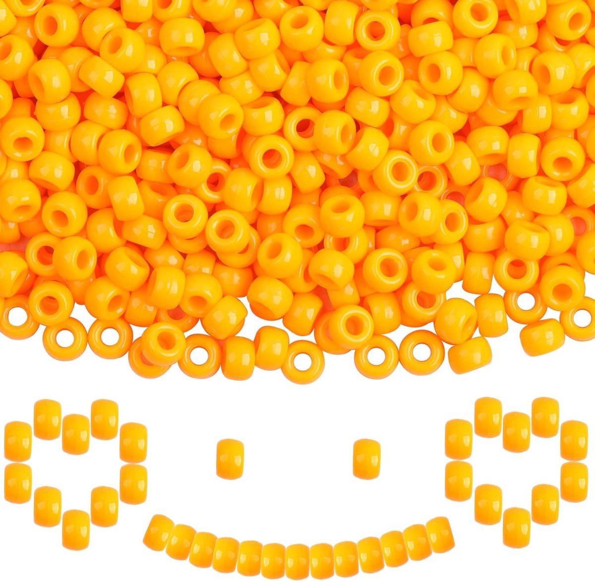 Kralen met om te rijgen, groot gat, 6 x 9 mm, Kandi kralen, knutselkralen voor armbanden, halskettingen, sleutelhangers, sieraden maken, knutselen (oranje)