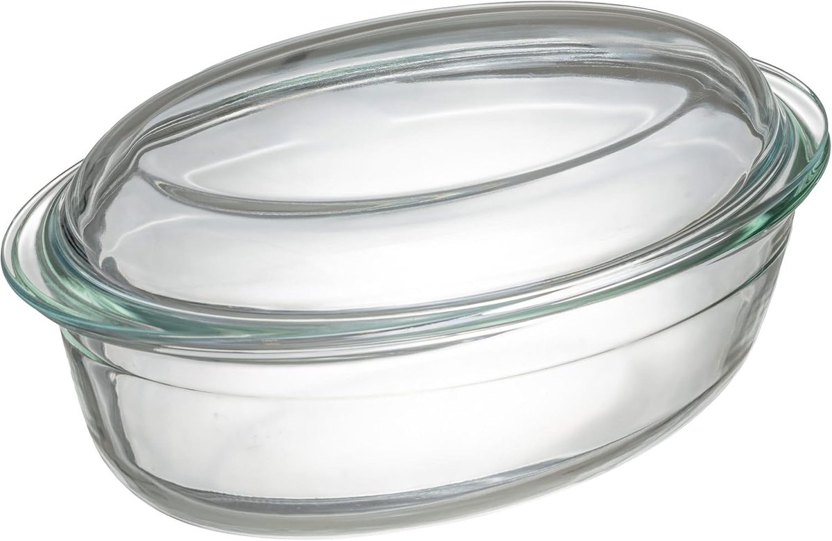 Ovaal - Borosilicaatglas Met Deksel - Baking Dish - Ovenschotel - Braadslede - Braadpan- Transparant Vaatwasserbestendig - 4 L 28 x 19 x 9,5 cm