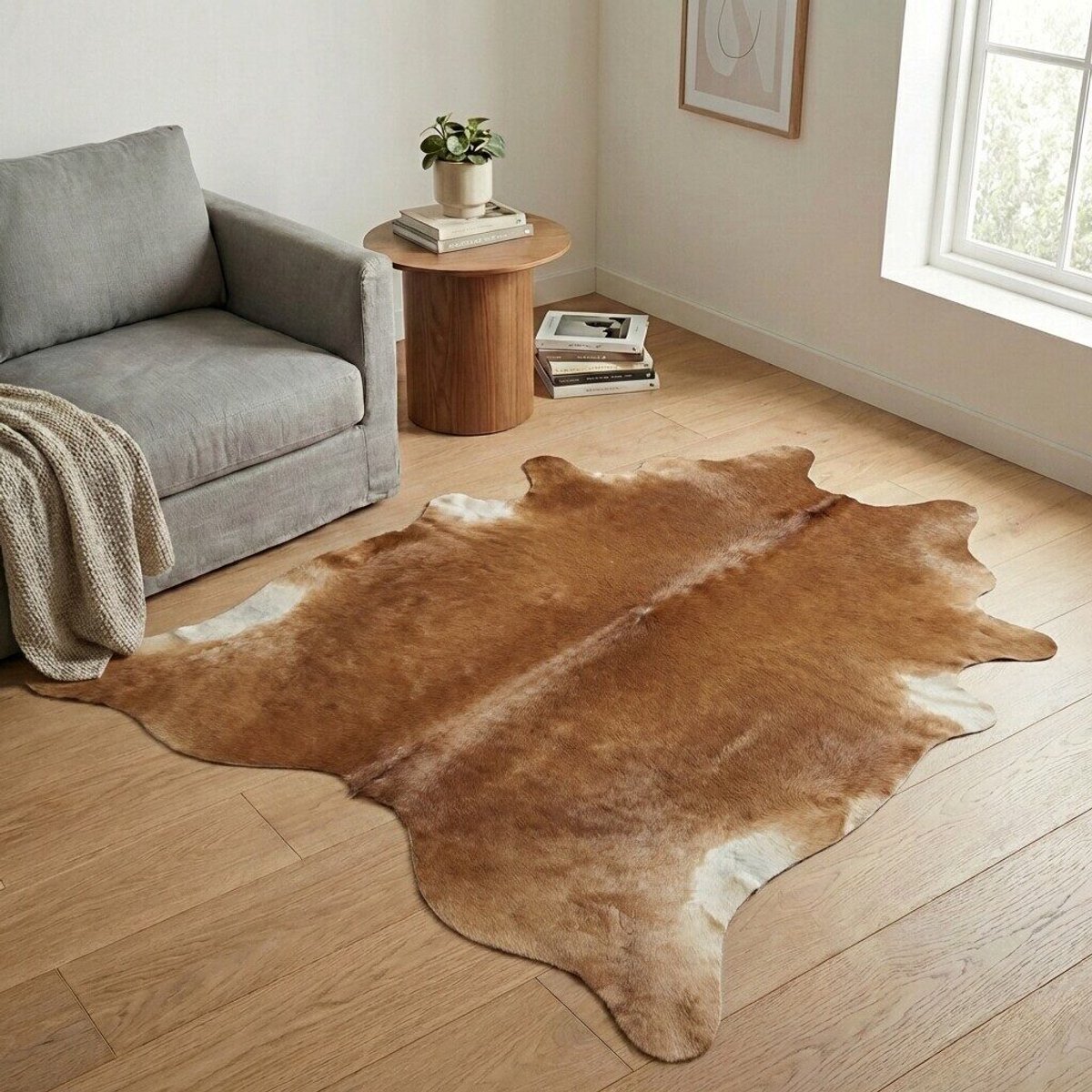 Koeienhuid Vloerkleed - Effen-solid - 205 x 177 cm - Koeienkleed / Koeienvel / Dierenvel / Dierenhuid / Koehuid Tapijt