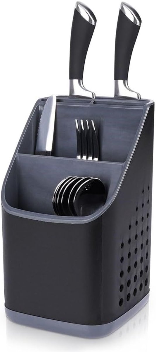 Bestekafdruiprek bestekmand keukengerei houder keukenorganizer bestekorganizer zwart | Keukengereihouder, keukenorganizer, bestekorganizer