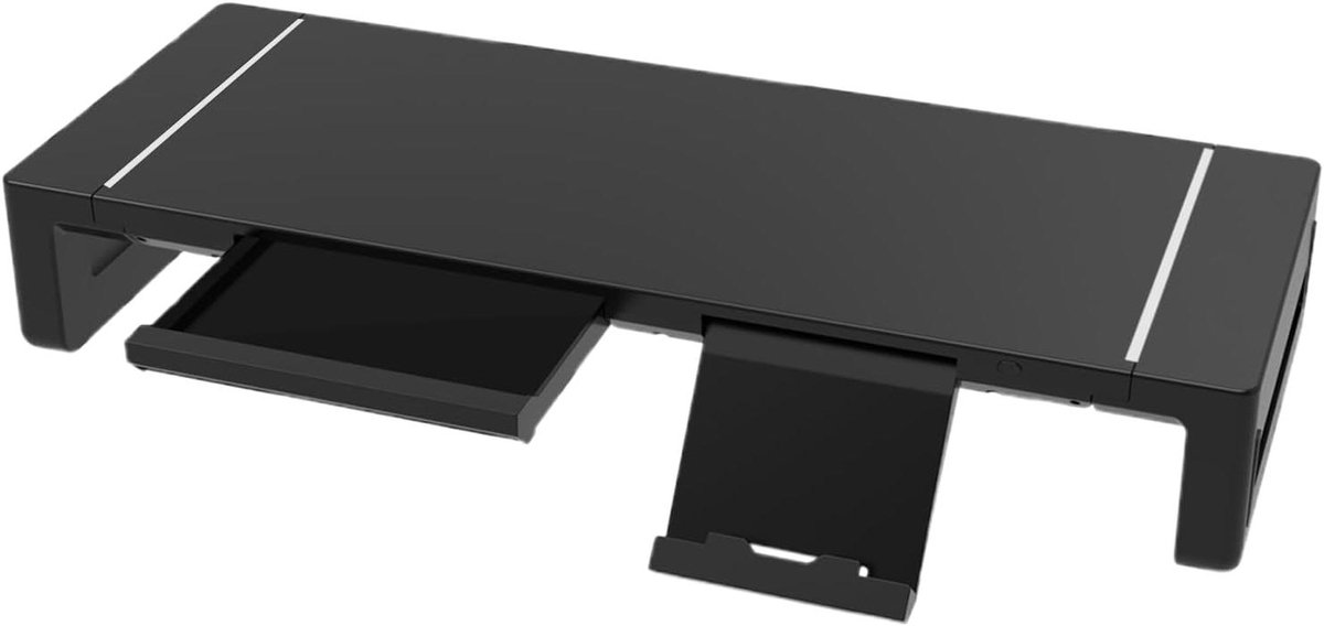 Monitorstandaard met Lade - Bureau Organizer - Werkruimte Verbeteren - Ergonomische Hoogte - 52 x 20 x 8.5 cm - Wit