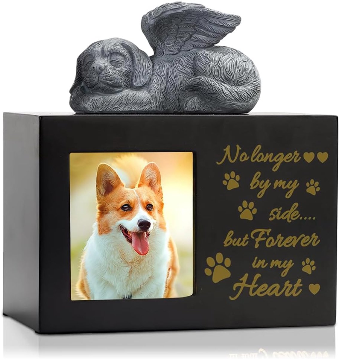 herdenkingsbord, huisdierasbox voor honden, urnen voor huisdieren, crematie box, crematie-urn met fotolijst, herdenkstenen voor honden met gepersonaliseerde gravure (B)