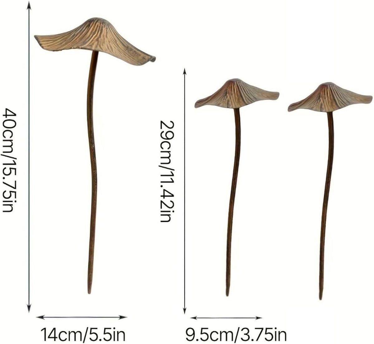 Tuinsteker in paddenstoelvorm, tuindecoratie, plugin, roest, grote paddenstoelen, tuindecoratie, grondpen voor bloembed, voor buiten, paddenstoeltuindecoratie (3 stuks)