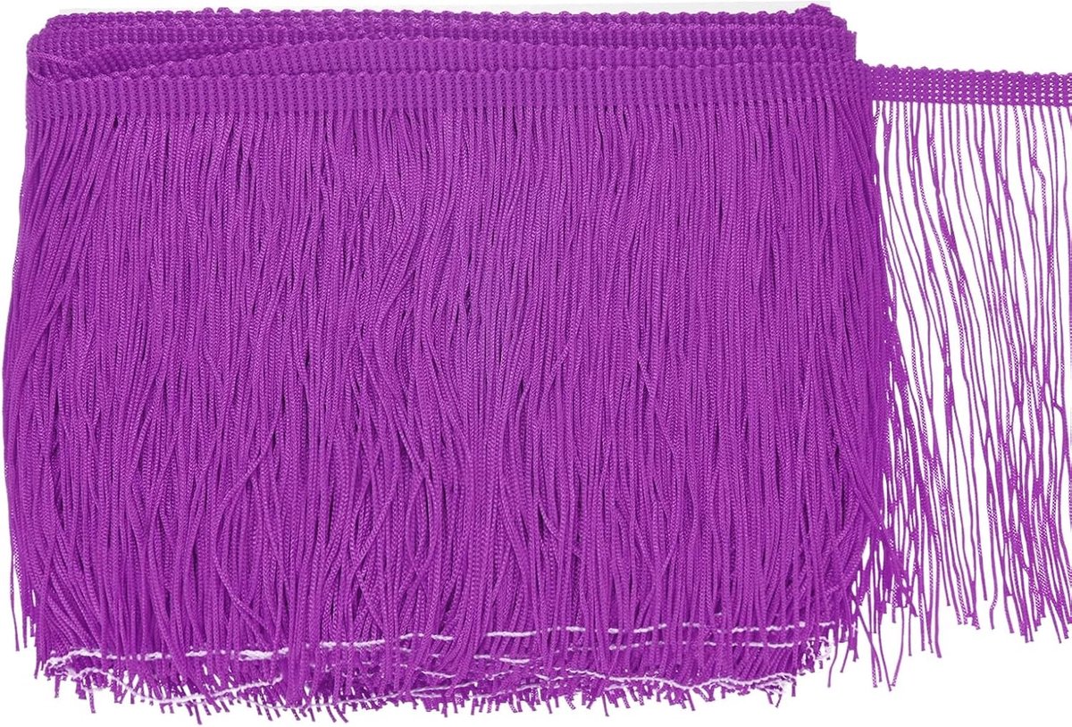 METERXITY Chainette franjes, 10 meter polyester vlecht kwastjes trim voor doe-het-zelf ambachten/Latijnse jurk/lampenkap decoratie/trouwjurk/naaien/kleding franje garen [paars]
