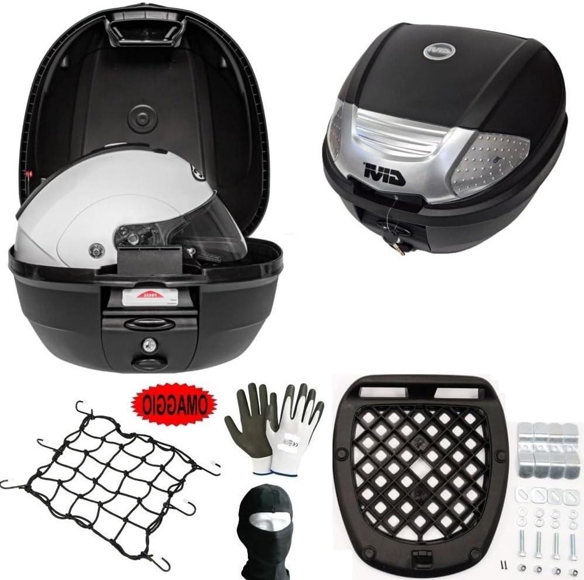 Topkoffer Motor - Motorbagage Koffer - Motor Bagage Opslag - Inclusief Dakdrager - 30 Liter - Zwart