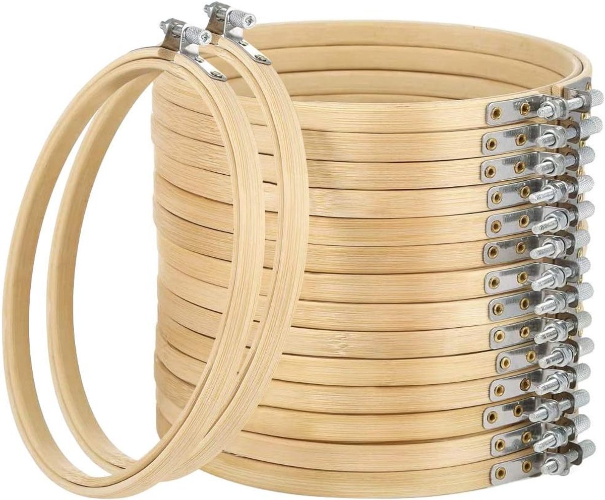 16-pack 4 inch Mini Bamboe Cirkel, Borduurframe Kruissteek Ring voor DIY Kunst en Handwerk, Handig voor Naaien