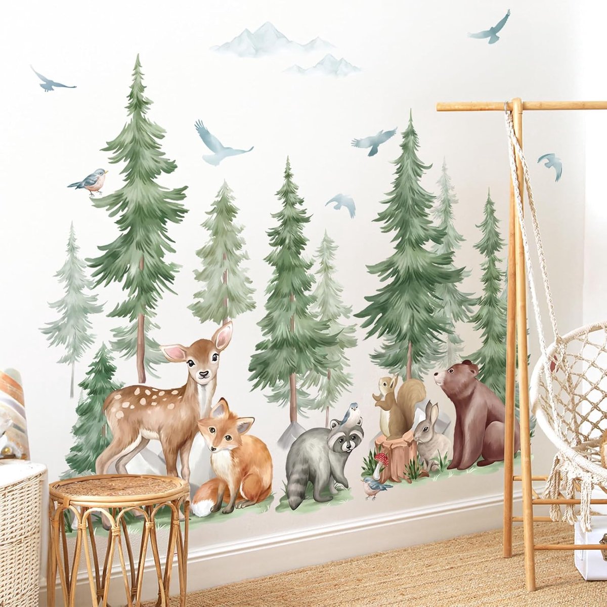 Muurstickers bos dier beer vos zelfklevende muurkunststickers voor kinderkamer baby babykamer slaapkamer