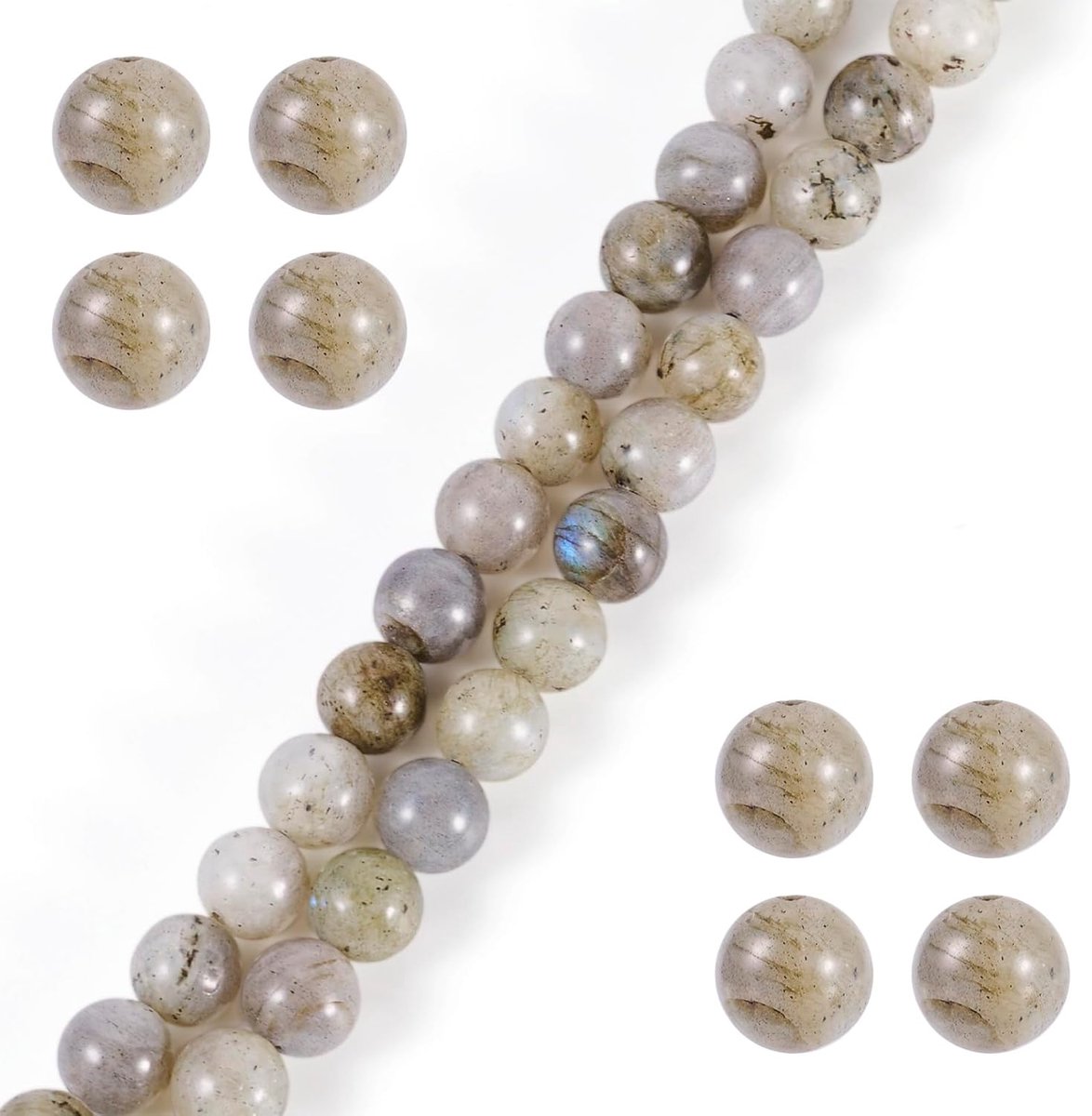 47 stuks natuurlijke labradoriet ronde kralenstrengen, 8 mm gepolijste rondelle losse spacerkralen voor handgemaakte kettingen, armbanden, sieraden maken