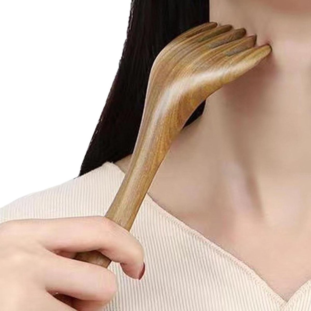 Hoofdhuidmassagekam - Nekroller Ontspanning - Hoofdhuid Stimuleren - Vijfklauw Ontwerp - 17 cm - Houtkleur