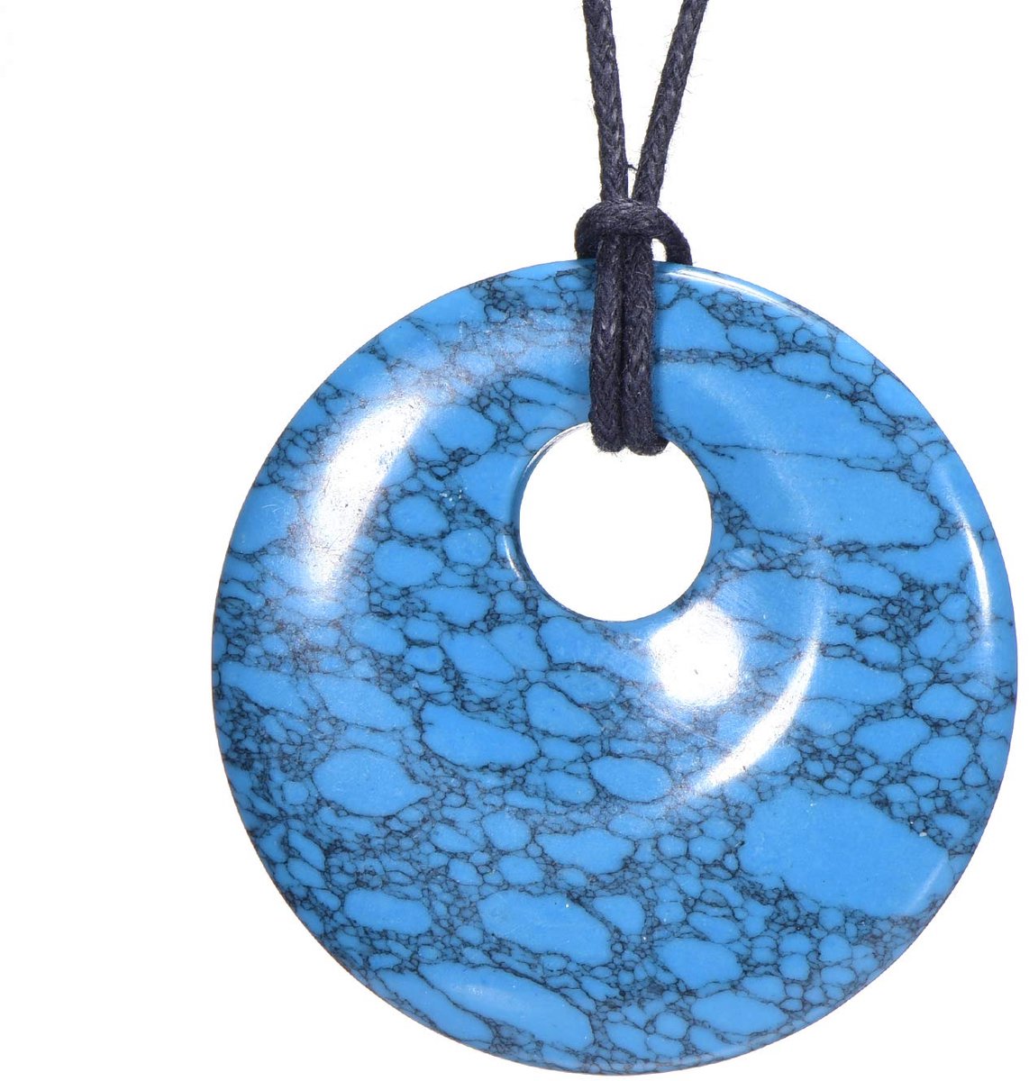 Ketting 80 cm met ronde edelsteenhanger in sieradenzakje