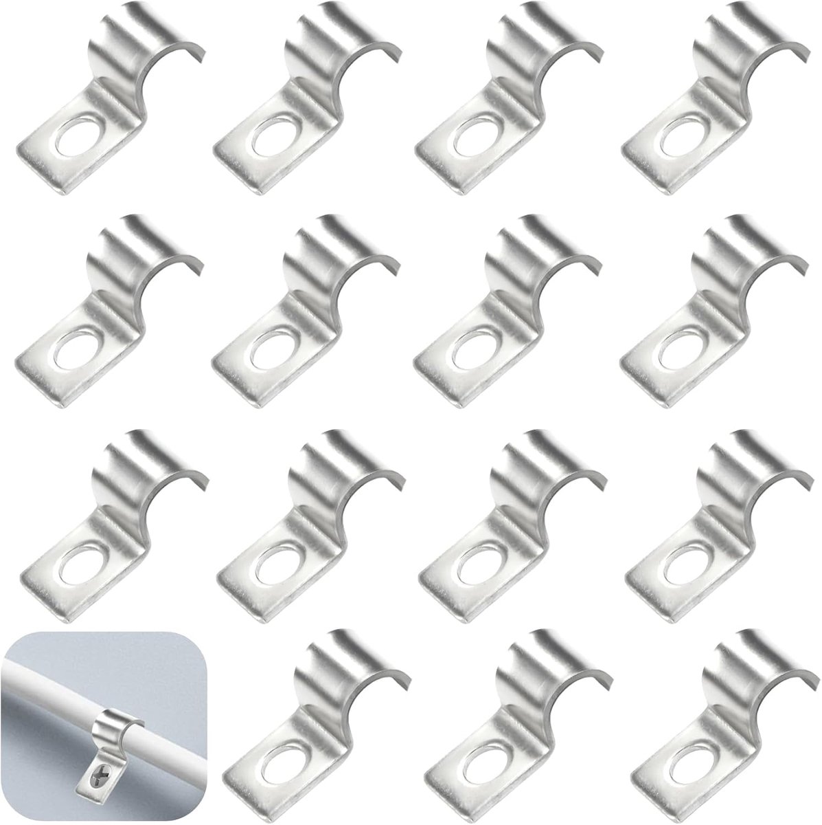 50 stuks U-buisklemmen, 6 mm, metalen klemmen voor buizen, klemmen voor kabel, muur, bevestiging van een gat, kabelclips, voor waterbuizen met een diameter van 6 mm en bedrading